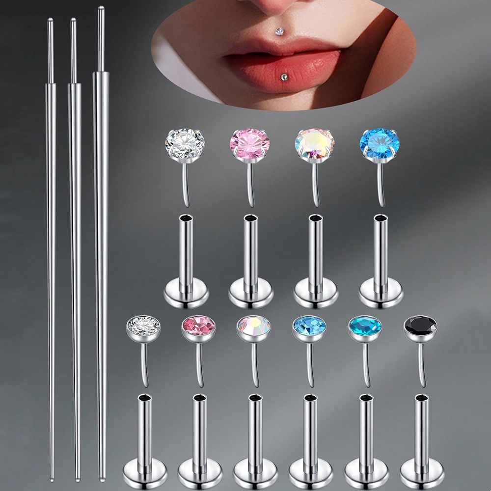 Body Jewelry Threadless - 1 Set Titanlegierung Gewindelose Nasenstecker CZ