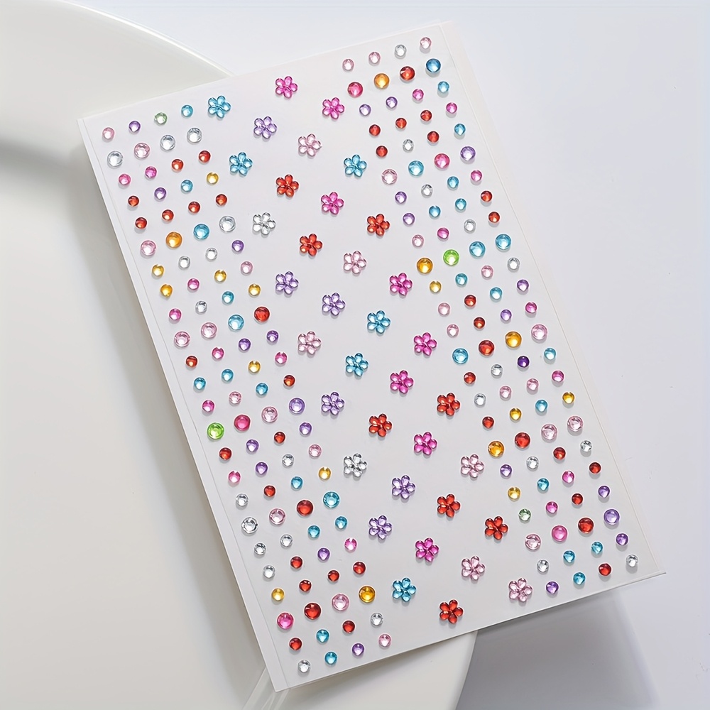 Body Jewelry Stickers - 1 Bogen bunter, glänzender Strass-Aufkleber, edelsteinartige,