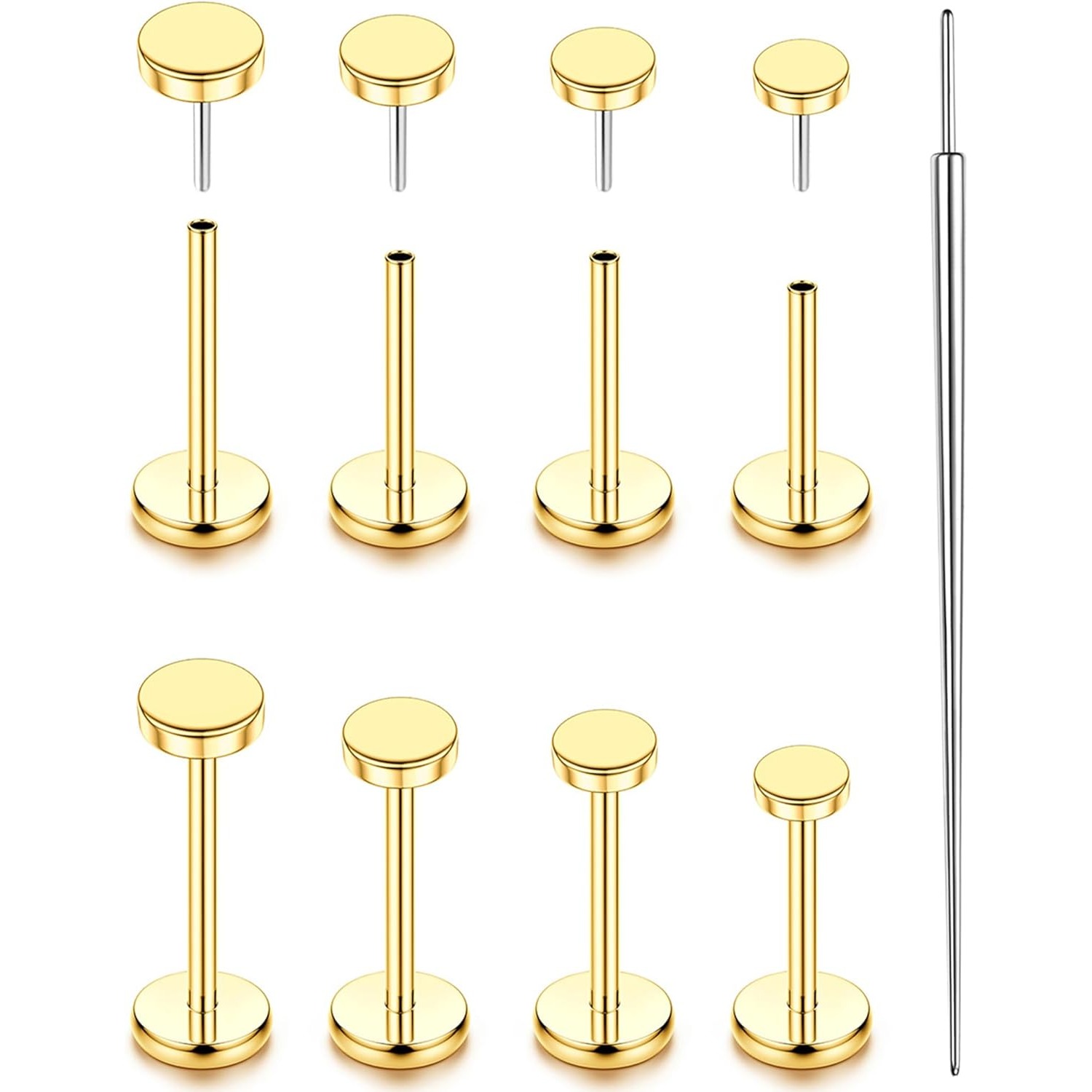 Body Jewelry Threadless - Drperfect Gewindelose Flache Ohrringe Vergoldete Nasenringe