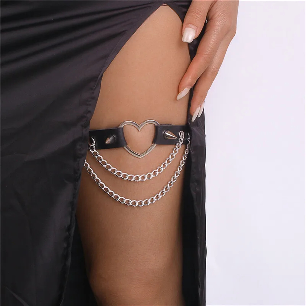 Body Jewelry Thigh Chain - 2024 Herz Bein Kette Leder Elastische
