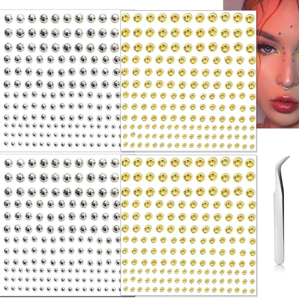 Body Jewelry Stickers - 661-teiliges Set: Selbstklebende Gesichts- und Lippenpiercings,