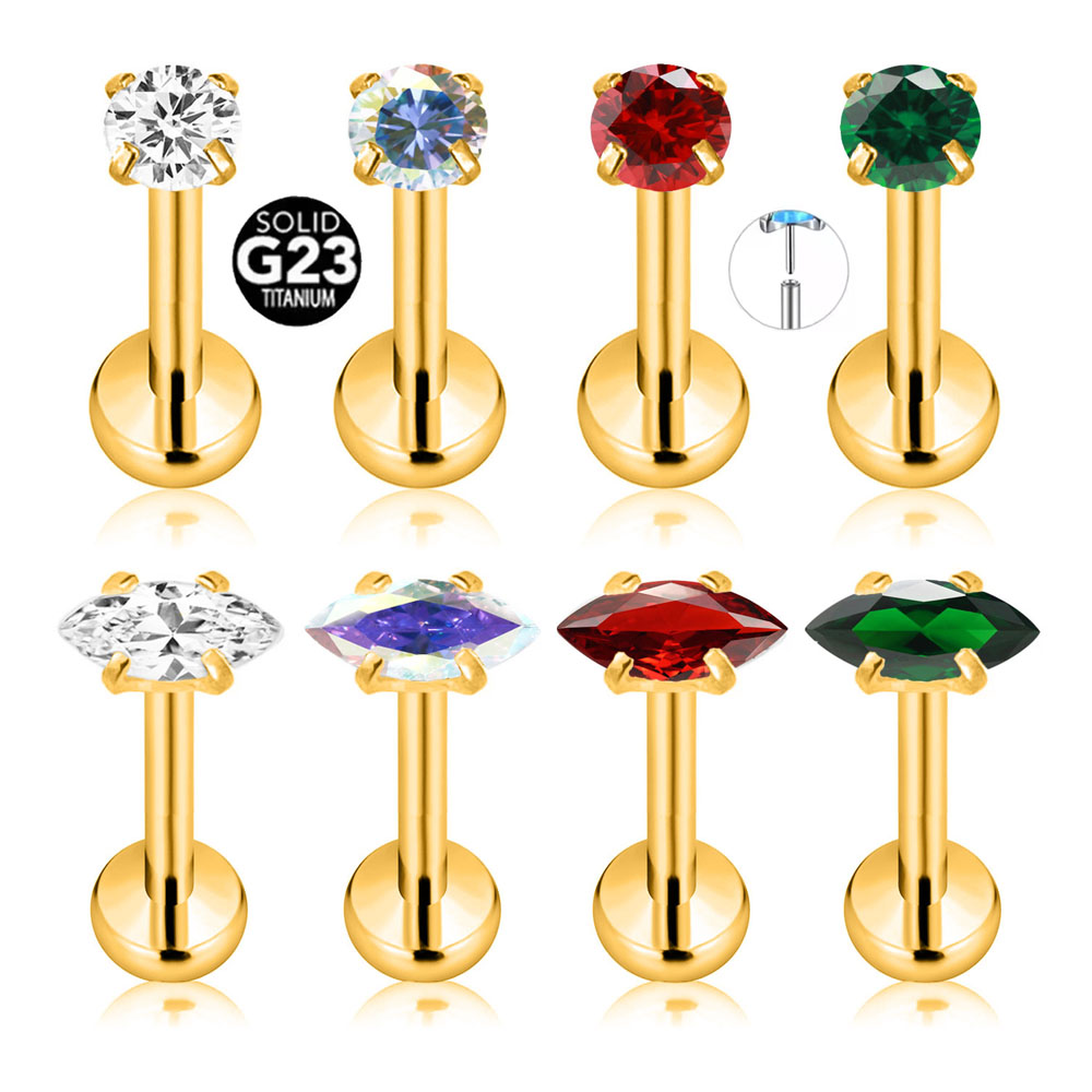 Body Jewelry Threadless - ASTM F136 G23 Titan Marquise CZ
