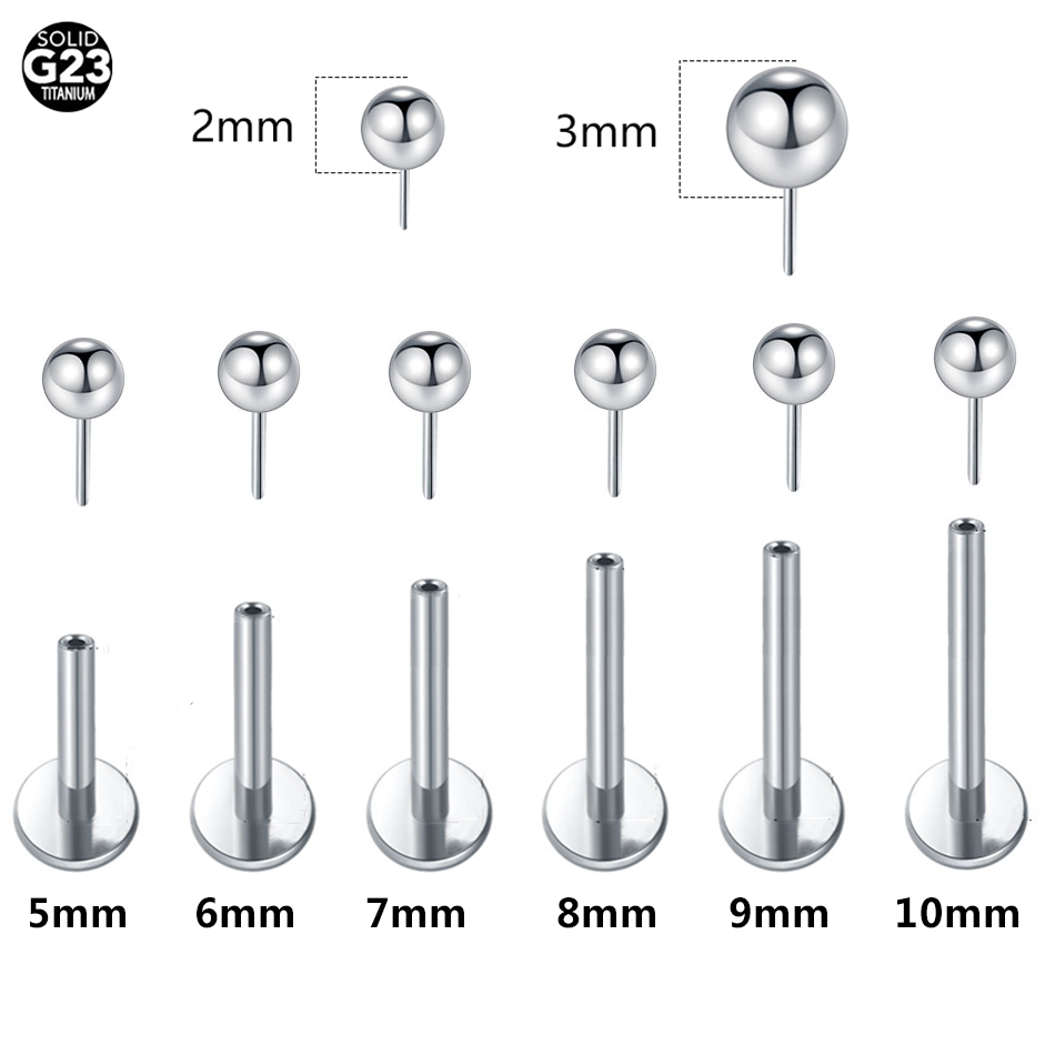 Body Jewelry Threadless - 1/10 Stück Titan Push-in-Kugeln Labret Piercing