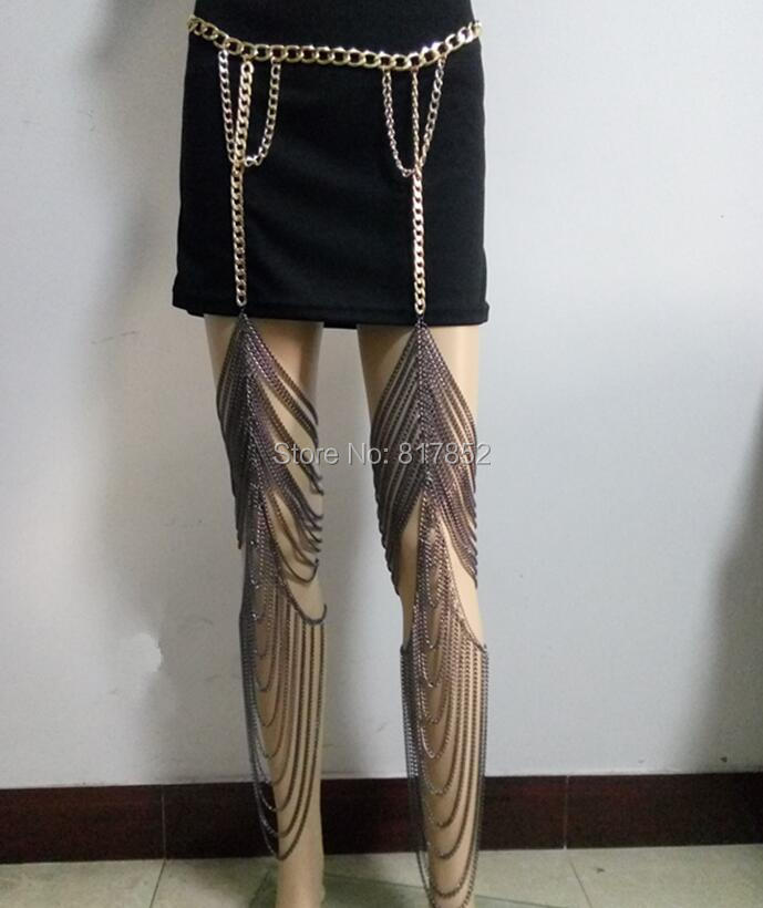 Body Jewelry Thigh Chain - Mode WRB89 Frauen Gold farbe Ketten