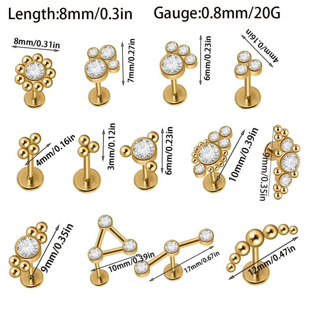 1PC Edelstahl vergoldet Cz Lab – Body Jewelry Threadless Bewertung und Preis