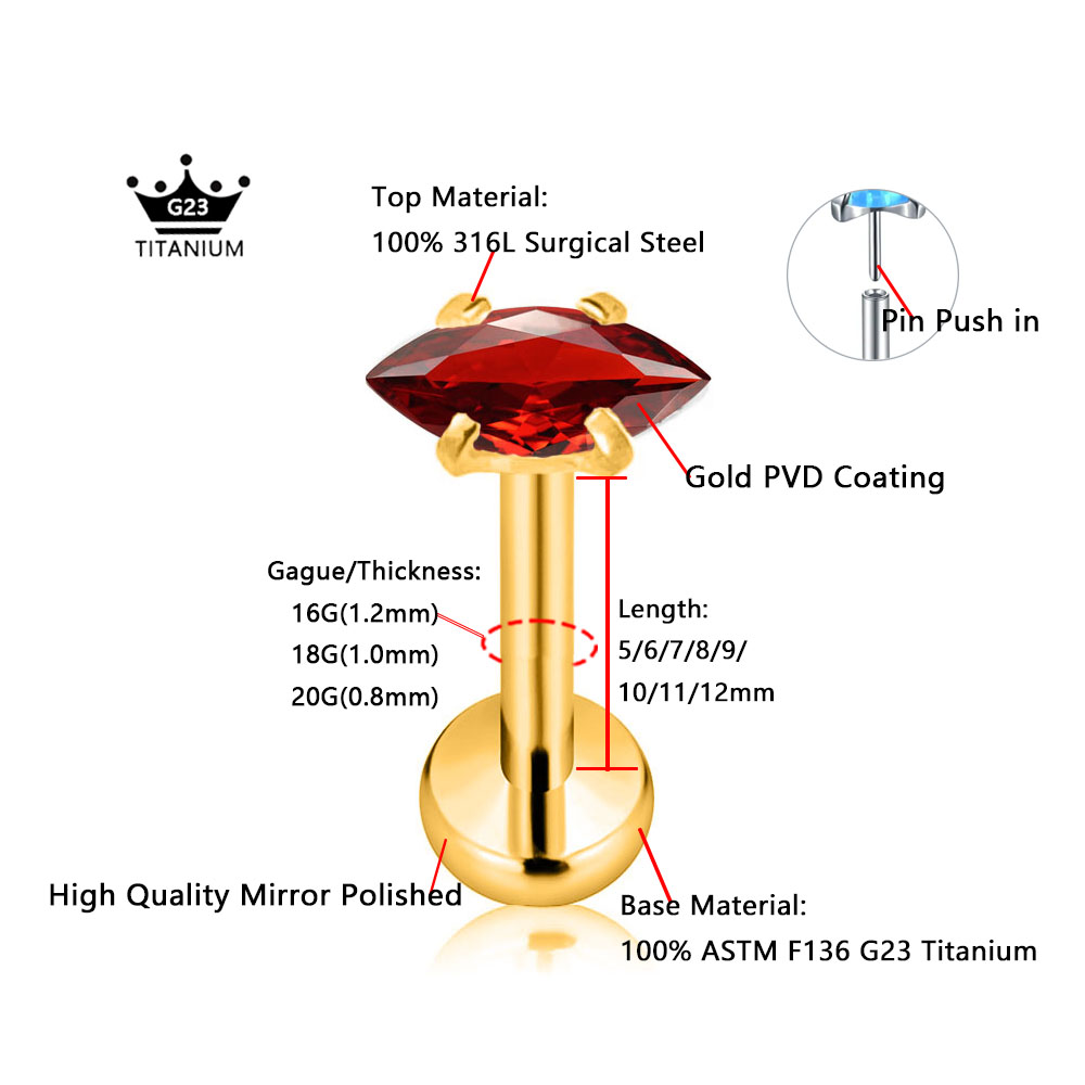 ASTM F136 G23 Titan Marquise C – Body Jewelry Threadless Bewertung und Preis